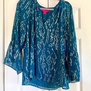 Lilly Pulitzer Emerald Green and Gold Top